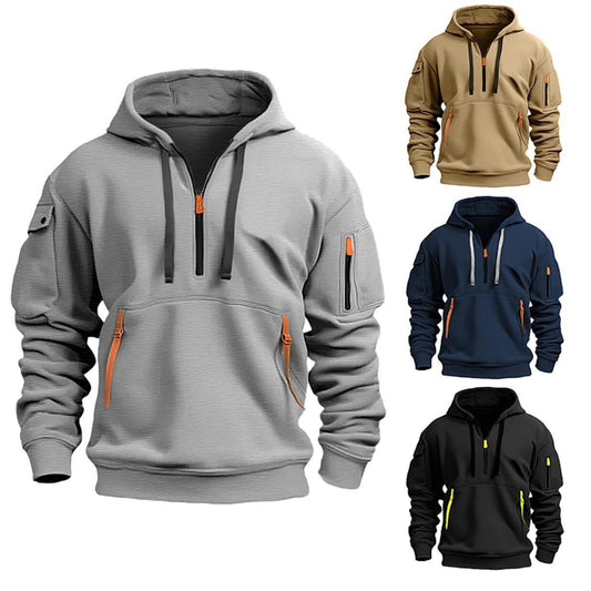 Cotton Dropped Shoulder Hooded Sweatshirt Men's