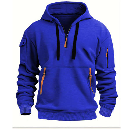 Cotton Dropped Shoulder Hooded Sweatshirt Men's