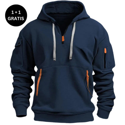 Cotton Dropped Shoulder Hooded Sweatshirt Men's