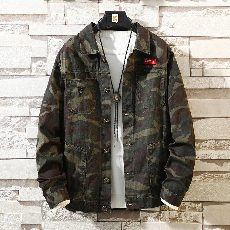 Mens Camouflage Denim Jacket Coat